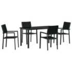 vidaXL Garden Dining Set 5 pcs Black Powder-Coated Steel