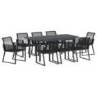 vidaXL Garden Dining Set 9 pcs Black Poly Rattan