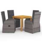 vidaXL 5 Piece Garden Dining Set with Cushions Grey Poly Rattan