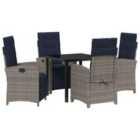 vidaXL Garden Dining Set with Cushion 5 pcs Grey Poly Rattan