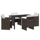 vidaXL Garden Dining Set 5 pcs Brown Poly Rattan