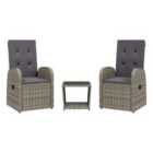 vidaXL 3 Piece Garden Dining Set with Cushions Grey Poly Rattan