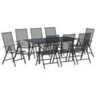 vidaXL Garden Dining Set 9 pcs Anthracite Powder-coated Steel