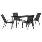 vidaXL Garden Dining Set 5 pcs Black Powder-coated Steel