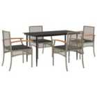 vidaXL 5 Piece Garden Dining Set with Cushions Grey Poly Rattan