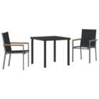 vidaXL Garden Dining Set 3 pcs Black Powder-coated Steel