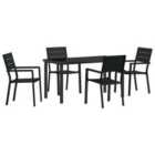 vidaXL Garden Dining Set 5 pcs Black Powder-Coated Steel