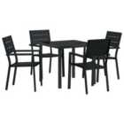 vidaXL Garden Dining Set 5 pcs Black Powder-Coated Steel