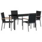 vidaXL Garden Dining Set 5 pcs Black Powder-coated Steel