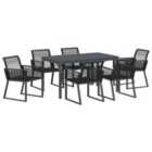 vidaXL Garden Dining Set 7 pcs Black Poly Rattan