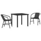 vidaXL Garden Dining Set 3 pcs Black Powder-Coated Steel