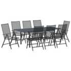 vidaXL Garden Dining Set Folding 9 Pcs Anthracite Steel