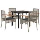vidaXL 5 Piece Garden Dining Set with Cushions Grey Poly Rattan