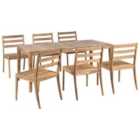 Beliani Garden Dining Set 6 Seater Chioggia Certified Acacia Wood Light Brown