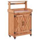 Beliani Potting Bench Altolia Fir Wood 70 Cm 40 Cm Brown