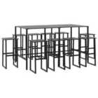 vidaXL 11 Piece Garden Bar Set Black Powder-coated Steel