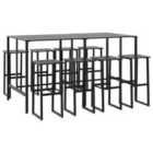 vidaXL 9 Piece Garden Bar Set Black Powder-coated Steel