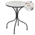 Beliani Bistro Table Artena 60 Cm 60 Cm Terrazzo Effect Metal Black
