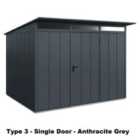 Hormann Berry Modern Pent Garden Building In Anthracite - Type 3 - Single Door - 10' X 9'