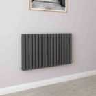 AICA Bathrooms Horizontal Oval Column Radiator Central Heating Rad 600x1003mm Double Anthracite