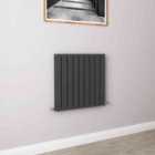 AICA Bathrooms Horizontal Flat Panel Radiator Central Heating Rad 600x612mm Double Anthracite