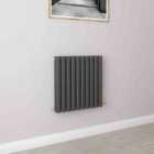 AICA Bathrooms Horizontal Oval Column Radiator Central Heating Rad 600x590mm Double Anthracite