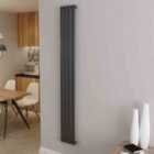 AICA Bathrooms Vertical Oval Column Radiator Central Heating Rad 1800x236mm Single Anthracite