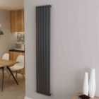 AICA Bathrooms Vertical Oval Column Radiator Central Heating Rad 1800x472mm Single Anthracite