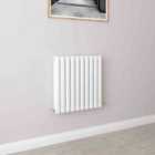 AICA Bathrooms Horizontal Oval Column Radiator Central Heating Rad 600x590mm Double White