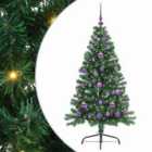 vidaXL Artificial Pre-lit Christmas Tree with Lilac Balls Green 150 cm PVC