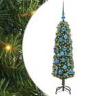 vidaXL Artificial Christmas Tree with 150 LEDs, Blue Balls with Stand Green 120 cm