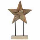 vidaXL Christmas Star Brown 30 x 5 x 45 cm Solid Teak Wood
