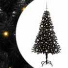vidaXL Christmas Tree with 150 LEDs, Pink Balls with Stand Black 150 cm PVC