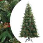 vidaXL Artificial Hinged Christmas Tree with Decorations Green 210 cm PVC, PE and steel