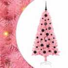 vidaXL Christmas Tree with 150 LEDs, Black Balls with Stand Pink 150 cm PVC