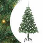 vidaXL Christmas Tree with 150 LEDs, White Balls with Stand Green 150 cm PVC