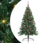 vidaXL Artificial Pre-lit Christmas Tree with Red Balls Green 150 cm PVC