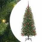 vidaXL Artificial Christmas Tree with 150 LEDs, Red Balls Green 120 cm PE and PVC