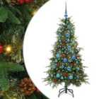 vidaXL Artificial Hinged Christmas Tree with Blue Balls Green 150 cm PE and PVC