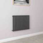 AICA Bathrooms Horizontal Oval Column Radiator Central Heating Rad 600x767mm Single Anthracite