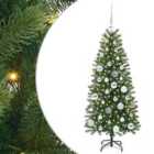 vidaXL Artificial Christmas Tree with 150 LEDs, Silver Balls Green 120 x 75 cm PE and PVC