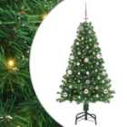 vidaXL Artificial Christmas Tree with 150 LEDs, Pink Balls with Stand Green 150 cm