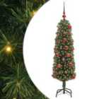 vidaXL Artificial Christmas Tree with 150 LEDs, Red Balls with Stand Green 120 cm