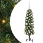 vidaXL Artificial Christmas Tree with 150 LEDs, Silver Balls with Stand Green 120 x 38 cm