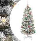vidaXL Artificial Hinged Christmas Tree Green and white 150 cm