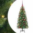 vidaXL Artificial Christmas Tree with 150 LEDs, Multicolour Balls Green 120 x 75 cm PE and PVC