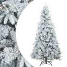 vidaXL Artificial Hinged Christmas Tree Snow Flocked Green and White 240 cm