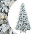 vidaXL Artificial Hinged Christmas Tree with Blue Balls Snow Flocked Green 240 cm PE and PVC