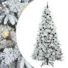 vidaXL Artificial Hinged Christmas Tree with Black Balls Snow Flocked Green 240 cm PE and PVC