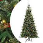 vidaXL Artificial Hinged Christmas Tree with Black Balls Green 180 cm PE and PVC